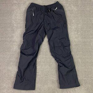 REI Rain Pants Men's Medium Black Nylon Ankle Zipper Elastic Waist Bungee Draw